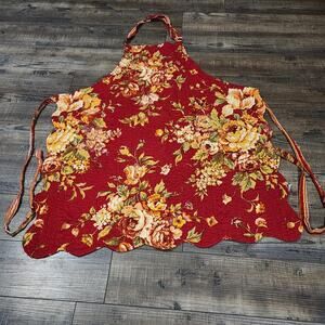 Quilted Full Reversable Apron Floral and Striped 2495
